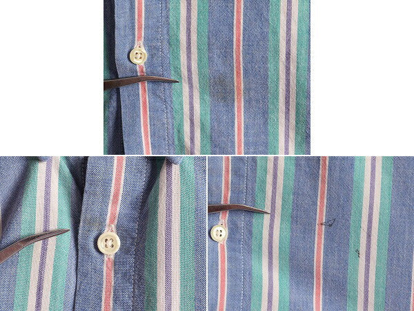 90s ■ ST JOHN'S BAY オックスフォード ストライプ 半袖 ボタンダウン シャツ ( メンズ L ) 90年代 オールド セントジョンズベイ JCペニー