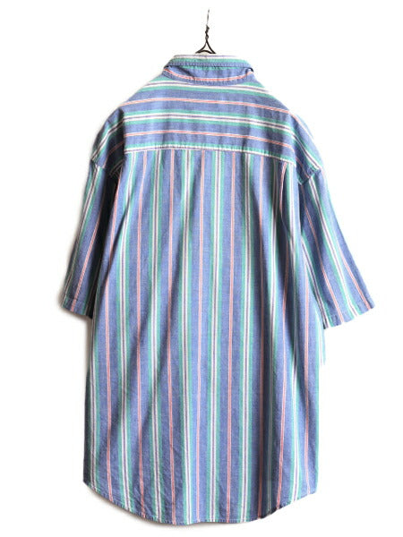 90s ■ ST JOHN'S BAY オックスフォード ストライプ 半袖 ボタンダウン シャツ ( メンズ L ) 90年代 オールド セントジョンズベイ JCペニー