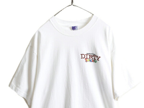 90s ■ ジョーク イラスト 両面 プリント Tシャツ メンズ XL / 古着 90年代 オールド 当時物 エロ アート キャラクター ヘビーウェイト 白
