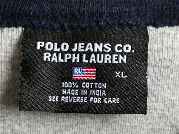 大きいサイズ XL ■ ポロ ラルフローレン 半袖 リンガー Tシャツ メンズ / 古着 POLO JEANS 星条旗 ロゴ刺繍 ワンポイント ヘビーウェイト
