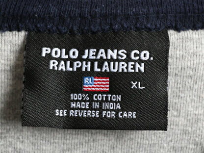 大きいサイズ XL ■ ポロ ラルフローレン 半袖 リンガー Tシャツ メンズ / 古着 POLO JEANS 星条旗 ロゴ刺繍 ワンポイント ヘビーウェイト