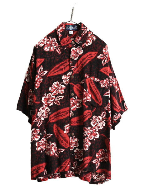 90s オールド ■ ARCHIPELAGO 100% レーヨン アロハ シャツ メンズ L / 古着 90年代 ハワイアンシャツ 大きいサイズ 半袖シャツ ボックス