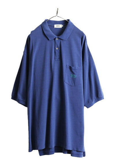 90s 大きいサイズ XL ■ ヒューゴボス ポケット付き 鹿の子 半袖 ポロシャツ メンズ / 90年代 オールド HUGO BOSS ワンポイント 半袖シャツ