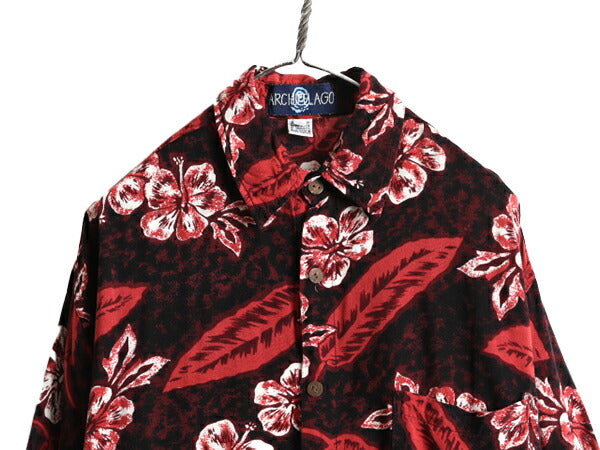 90s オールド ■ ARCHIPELAGO 100% レーヨン アロハ シャツ メンズ L / 古着 90年代 ハワイアンシャツ 大きいサイズ 半袖シャツ ボックス