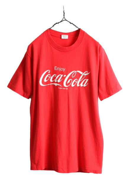80s USA製 ■ コカコーラ プリント 半袖 Tシャツ ( M メンズ レディース 小さめ S 程) 古着 80年代 ビンテージ Coca Cola 企業物 当時物 赤
