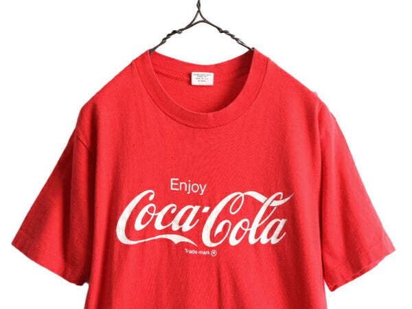 80s USA製 ■ コカコーラ プリント 半袖 Tシャツ ( M メンズ レディース 小さめ S 程) 古着 80年代 ビンテージ Coca Cola 企業物 当時物 赤