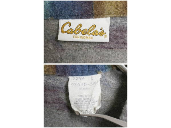 90s カベラス ネイティブ 総柄 シャモア クロス 長袖 シャツ レディース L オールド コットン ヘビー フランネル カジュアル マルチカラー