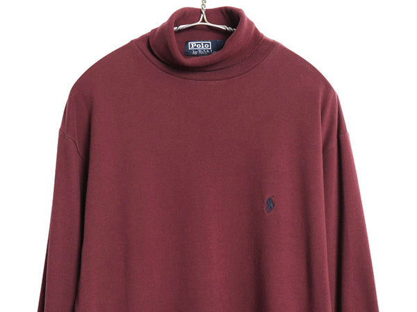 90s USA製 ポロ ラルフローレン タートルネック 長袖Tシャツ メンズ M / オールド ロンT スムース ストレッチ コットン シンプル インナー