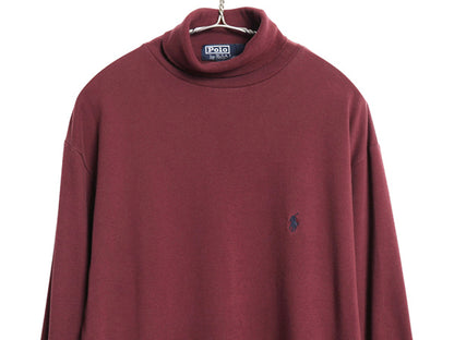 90s USA製 ポロ ラルフローレン タートルネック 長袖Tシャツ メンズ M / オールド ロンT スムース ストレッチ コットン シンプル インナー