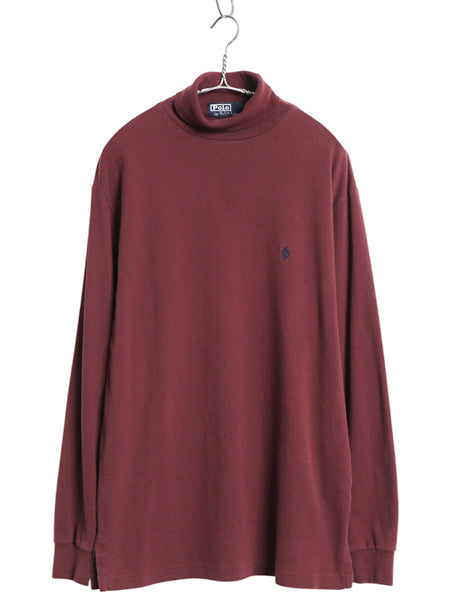 90s USA製 ポロ ラルフローレン タートルネック 長袖Tシャツ メンズ M / オールド ロンT スムース ストレッチ コットン シンプル インナー
