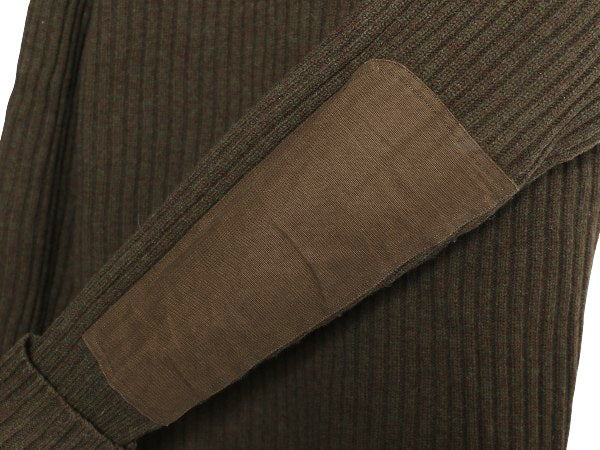 00s エルエルビーン コマンド ニット セーター メンズ M オールド 長袖ニット リブ編み メリノ ラム ウール エルボーパッチ 無地 ブラウン