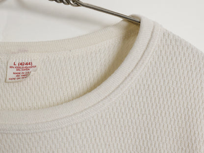 80s USA製 ヘインズ 長袖 サーマル Tシャツ メンズ L ヴィンテージ クルーネック アンダーシャツ インナー ワッフル カットソー ロンT 無地