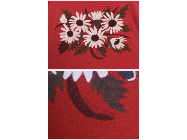 90s USA製 ボタニカル アート イラスト プリント Tシャツ メンズ レディース L / オールド グラフィック シングルステッチ フラワー レッド