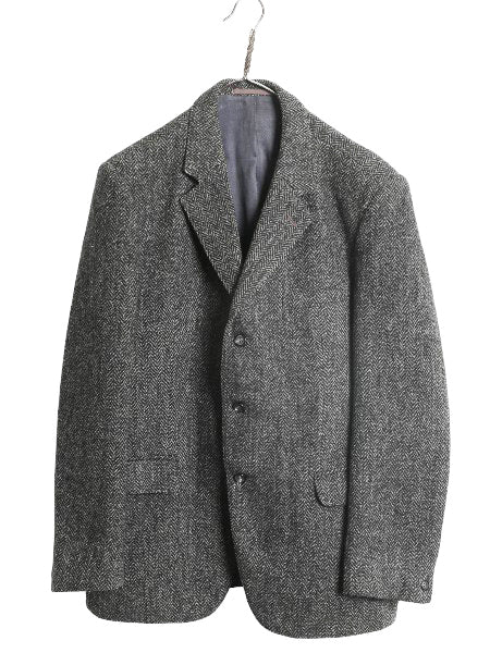 60s ハリスツイード テーラード ジャケット メンズ M 程/ ヴィンテージ ブレザー ヘビーウェイト ウール ツイード ヘリンボーン ストライプ