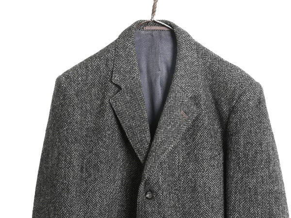 60s ハリスツイード テーラード ジャケット メンズ M 程/ ヴィンテージ ブレザー ヘビーウェイト ウール ツイード ヘリンボーン ストライプ
