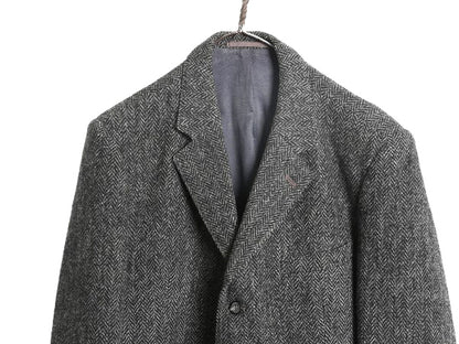 60s ハリスツイード テーラード ジャケット メンズ M 程/ ヴィンテージ ブレザー ヘビーウェイト ウール ツイード ヘリンボーン ストライプ