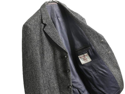 60s ハリスツイード テーラード ジャケット メンズ M 程/ ヴィンテージ ブレザー ヘビーウェイト ウール ツイード ヘリンボーン ストライプ