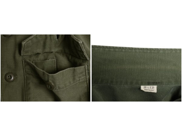 60s 米軍実物 US ARMY コットン サテン ユーティリティ シャツ L / ヴィンテージ 68年製 OG107 シャツ袖 2nd ミリタリー 軍物 ワッペン付き