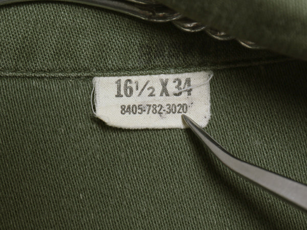 60s 米軍実物 US ARMY コットン サテン ユーティリティ シャツ L / ヴィンテージ 68年製 OG107 シャツ袖 2nd ミリタリー 軍物 ワッペン付き