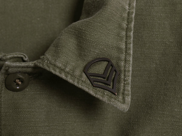 60s 米軍実物 US ARMY コットン サテン ユーティリティ シャツ L / ヴィンテージ 68年製 OG107 シャツ袖 2nd ミリタリー 軍物 ワッペン付き