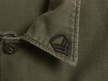 60s 米軍実物 US ARMY コットン サテン ユーティリティ シャツ L / ヴィンテージ 68年製 OG107 シャツ袖 2nd ミリタリー 軍物 ワッペン付き