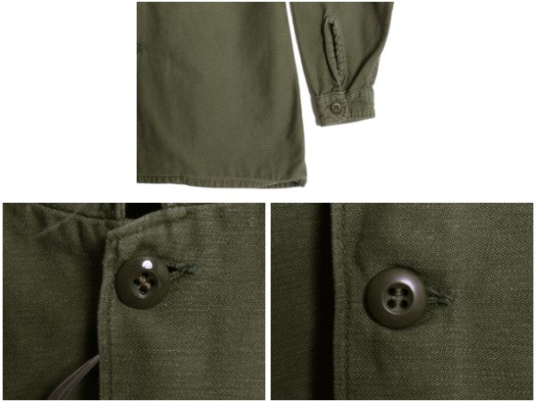 60s 米軍実物 US ARMY コットン サテン ユーティリティ シャツ L / ヴィンテージ 68年製 OG107 シャツ袖 2nd ミリタリー 軍物 ワッペン付き