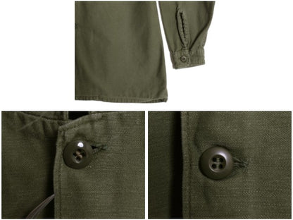 60s 米軍実物 US ARMY コットン サテン ユーティリティ シャツ L / ヴィンテージ 68年製 OG107 シャツ袖 2nd ミリタリー 軍物 ワッペン付き