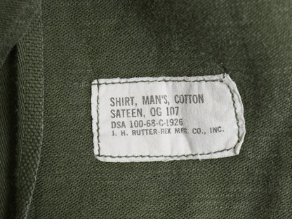 60s 米軍実物 US ARMY コットン サテン ユーティリティ シャツ L / ヴィンテージ 68年製 OG107 シャツ袖 2nd ミリタリー 軍物 ワッペン付き