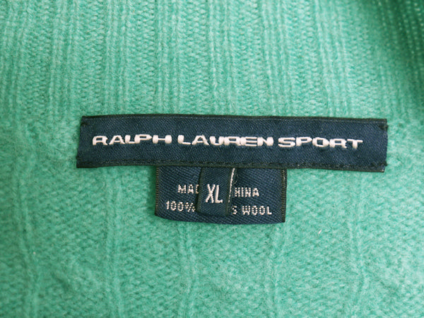 ラルフローレン タートルネック ケーブル ニット セーター レディース XL / ポロ スポーツ ラム ウール ハイネック 大きいサイズ グリーン