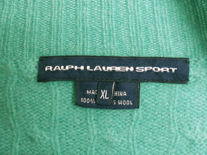 ラルフローレン タートルネック ケーブル ニット セーター レディース XL / ポロ スポーツ ラム ウール ハイネック 大きいサイズ グリーン