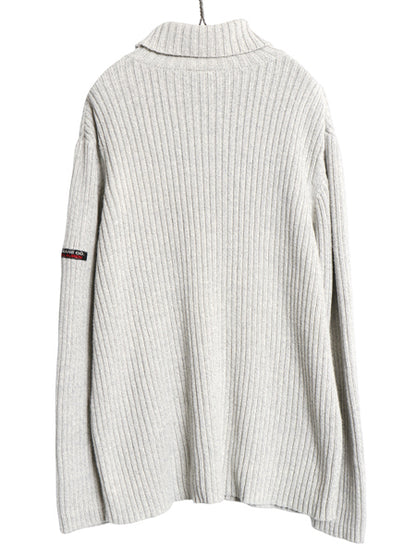 ポロジーンズ ラルフローレン タートルネック コットン ニット セーター メンズ XL ポロ ハイネック チャンキー リブ編み 大きいサイズ 灰