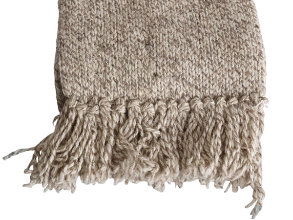 90s USA製 ランズエンド フリンジ付き マフラー メンズ レディース 古着 オールド ウール ミドルゲージ シンプル カジュアル オートミール 