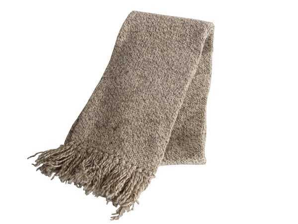 90s USA製 ランズエンド フリンジ付き マフラー メンズ レディース 古着 オールド ウール ミドルゲージ シンプル カジュアル オートミール 