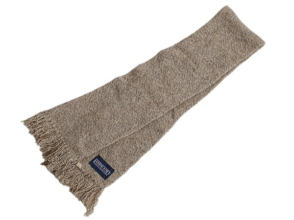 90s USA製 ランズエンド フリンジ付き マフラー メンズ レディース 古着 オールド ウール ミドルゲージ シンプル カジュアル オートミール 