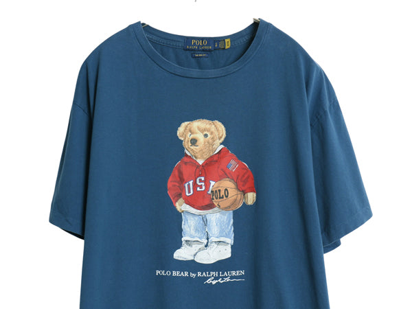 ポロベア ポロ ラルフローレン プリント 半袖 Tシャツ メンズ S 大きめ L 程/ キャラクター カットソー シングルステッチ コットン バスケ