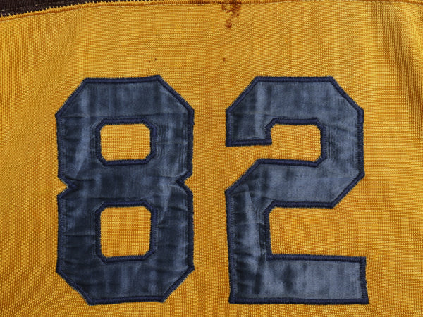 40s 50s ★ レーヨン フットボール Tシャツ メンズ XL 程 ヴィンテージ 長袖 ロンT ヘビーウェイト ナンバリング ツートン 大きいサイズ 黄
