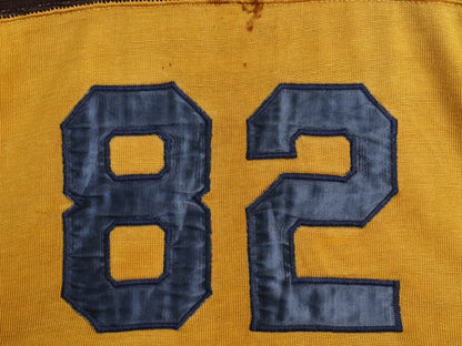 40s 50s ★ レーヨン フットボール Tシャツ メンズ XL 程 ヴィンテージ 長袖 ロンT ヘビーウェイト ナンバリング ツートン 大きいサイズ 黄