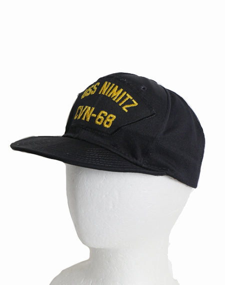 90s USA製 US NAVY ワッペン 刺繍 ベースボール キャップ  フリーサイズ / 帽子 オールド トラッカー ハット ミリタリー 軍物 USN 濃紺