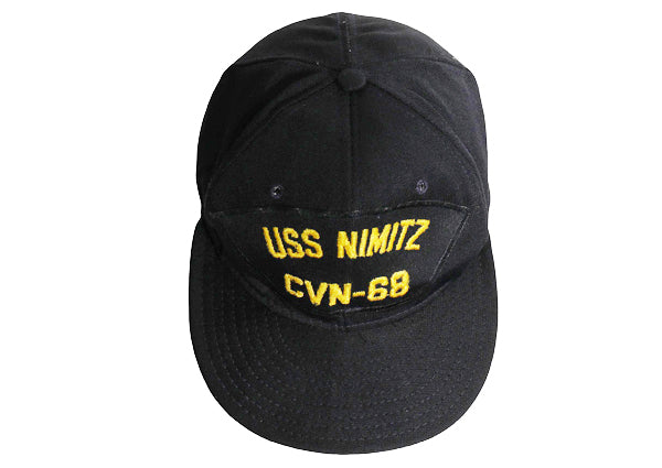 90s USA製 US NAVY ワッペン 刺繍 ベースボール キャップ  フリーサイズ / 帽子 オールド トラッカー ハット ミリタリー 軍物 USN 濃紺