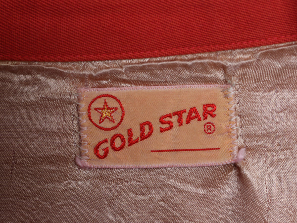 50s カスタムメイド ★ GOLD STAR レーヨン オープンカラー シャツ メンズ S / 古着 ヴィンテージ リメイク ループ留め 開襟 ボックス 赤 