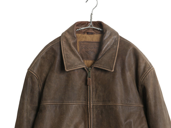 00s ドッカーズ リーバイス 本革 レザー スイングトップ ジャケット メンズ L / オールド 中綿 キルティング 革ジャン ブルゾン ボンバー