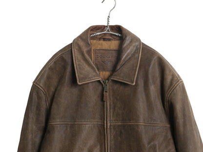 00s ドッカーズ リーバイス 本革 レザー スイングトップ ジャケット メンズ L / オールド 中綿 キルティング 革ジャン ブルゾン ボンバー