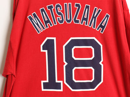 レッドソックス 松坂大輔 両面 プリント Tシャツ メンズ XL MLB オフィシャル マジェスティック 大リーグ 野球 カットソー 大きいサイズ 赤