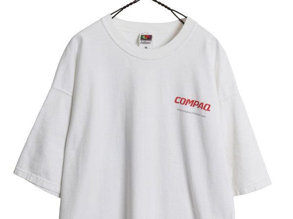 90s 00s ★ COMPAQ アート イラスト プリント Tシャツ メンズ XL / 古着 オールド 当時物 企業物 コンピューター テック グラフィック 白