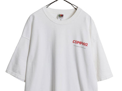 90s 00s ★ COMPAQ アート イラスト プリント Tシャツ メンズ XL / 古着 オールド 当時物 企業物 コンピューター テック グラフィック 白