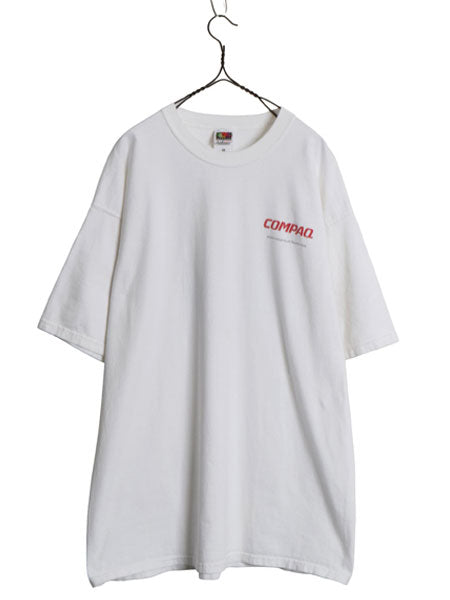 90s 00s ★ COMPAQ アート イラスト プリント Tシャツ メンズ XL / 古着 オールド 当時物 企業物 コンピューター テック グラフィック 白