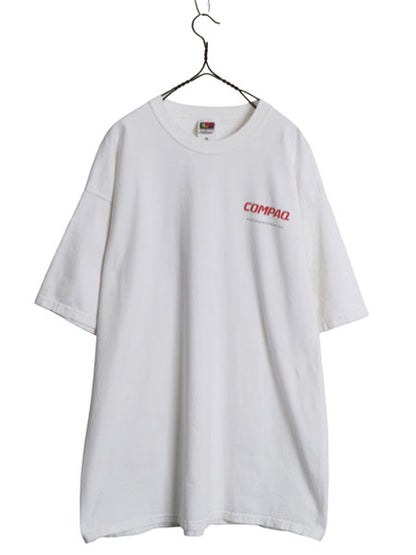 90s 00s ★ COMPAQ アート イラスト プリント Tシャツ メンズ XL / 古着 オールド 当時物 企業物 コンピューター テック グラフィック 白