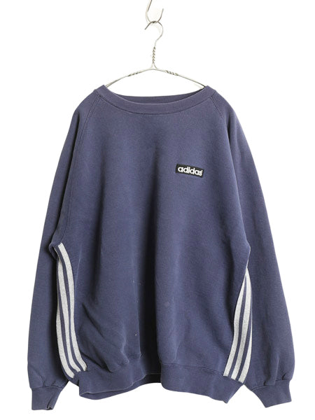 90s USA製 アディダス ワンポイント スウェット メンズ XL オールド トレーナー ヘビーウエイト 裏起毛 クルーネック 大きいサイズ 3ライン