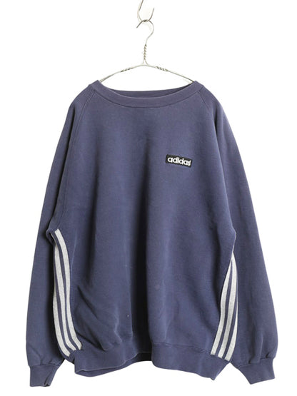 90s USA製 アディダス ワンポイント スウェット メンズ XL オールド トレーナー ヘビーウエイト 裏起毛 クルーネック 大きいサイズ 3ライン