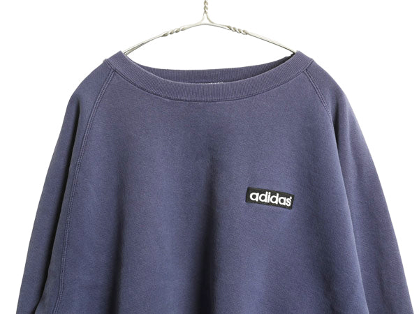 90s USA製 アディダス ワンポイント スウェット メンズ XL オールド トレーナー ヘビーウエイト 裏起毛 クルーネック 大きいサイズ 3ライン